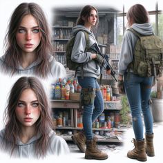 Apocalypse Oc Girl, Dystopian Aesthetic Outfit, Outfits Apocalipsis Zombie, Soft Apocalypse Aesthetic, Apocalypse Concept Art, Post Apocalyptic Survivor, Female Survivor, Biker Vampire, The Division Cosplay