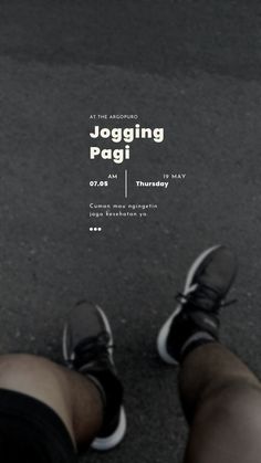 a person standing in front of a poster with the words jogging pagi on it