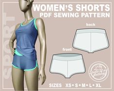 a woman's shorts sewing pattern with measurements for the bottom and side seams