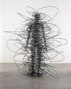 an abstract sculpture made out of metal wires