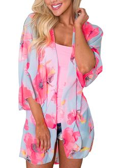 PRICES MAY VARY. High quality chiffon kimono cardigan with silky-smooth touch, soft shirt style kimono cover up for women casual outfit, breathable and comfortable for beach wear, casual lightweight outwear for Spring Summer Chiffon Kimono Cardigan: Floral print, tie dyed, striped print, boho style and all kinds of fashion styles for your choice, short sleeve, kaftan sleeve and open front for beach swim wear, flowy loose fit kimono cover up for casual outfit Perfect for throwing on over your tee Chiffon Kimono Cardigan, Beach Cardigan, Kimono Beach, Women Chiffon Blouse, Cardigan Kimono, Beach Kimono, Floral Print Kimono, Chiffon Kimono, Boho Cardigan