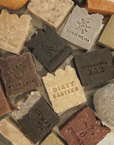 many different types of soaps on display