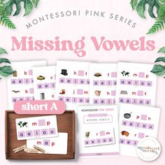 the missing words worksheet for montessori pink series is shown in this image