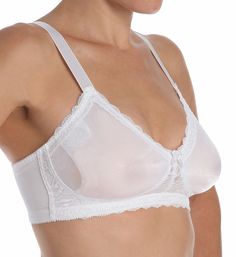 This sexy, feminine soft cup bra features see-through cups that are specifically constructed with interior pockets to insert semi-round breast forms which mimic the look of breast implants and are sold separately. You may also wear this bra without the forms. Made of soft nylon/spandex. Wire-free cups are soft mesh and are lined with interior pockets to place inserts, not included. Stretch lace trims the top of the cups and under the cups. Elastic shoulder straps adjust in the back with coated m Full Cup Nylon Bra With Medium Bust Support, Classic Bra With Removable Cups And Underwire, Classic Full Coverage Bra With Padded Cups, Classic Full Coverage Padded Bra, White Nursing Bra With Removable Cups And Underwire, White Underwire Nursing Bra With Removable Cups, Nylon Full Cup Bra With Removable Pads, White Nylon Underwire Bra, White Underwire Nylon Bra