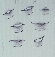 a pencil drawing of different angles of lips