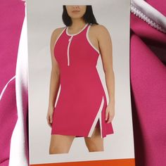 Sage Collective Colors: Pink Racer Back Center Front Zipper Dress And Shorts Are Fully Lined Gusset Lining In Shorts Stretch Interlock Fabric Content: 78% Polyester I 22% Spandex Approximately 263 Gsm Mid Weight Size Conversion: | Xxl = 18 Casual Pink Tennis Dress, Pink Athleisure Tennis Dress For Summer, Front Zipper Dress, Dress With Shorts, Sage Pink, Sage Dresses, Active Dress, Sage Dress, Zipper Dress