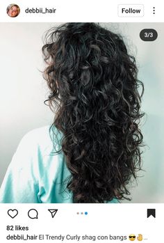 Long Curly Hair From The Back, V Shaped Haircut With Layers Long Hair Curtain Bangs, Curly Hair Shag Haircut Long, Shaggy 2c Hair, Long Layered Haircuts With Face Framing Curly Hair, Curly Shag Long, Long Curly Shag Haircut, 2b Haircut, 2c Haircut