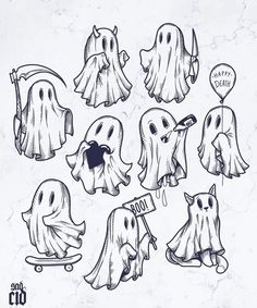 the ghost stickers are all different shapes and sizes