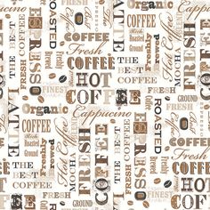 Tea & Coffee Labels Beige/Brown Wallpaper from the Kitchen Recipes Collection by Galerie Wallcoverings Harlequin Tile, Coffee Words, Coffee Label, Good Roasts, Smooth Wallpaper, Tea And Coffee, Brown Coffee, Organic Coffee, Brown Wallpaper