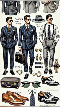 Mens Clothing Styles Body Types, Old Fashion Outfits, 1950s Fashion Men, Sartorial Men, 50s Mens Fashion, Gordon Gekko, 1930s Mens Fashion, Mode Rockabilly, 1950s Mens Fashion