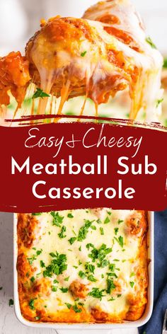 easy and cheesy meatball sub casserole is the perfect appetizer