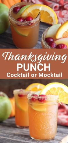 thanksgiving punch with oranges, apples and cranberries