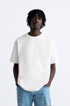 BASIC HEAVYWEIGHT T-SHIRT - White | ZARA United States Oversized Plain Short Sleeve T-shirt, Relaxed Fit Cotton Jersey T-shirt With Short Sleeves, Oversized Short Sleeve T-shirt For Everyday, Plain Cotton T-shirt For Streetwear, Oversized Cotton Short Sleeve T-shirt, Solid Color Boxy Fit Short Sleeve T-shirt, Urban Oversized Short Sleeve T-shirt, Cotton Graphic Tee With Short Sleeves, Urban Style Solid Color Short Sleeve Tops