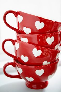 Red Cottage, Stoneware Dishes, Red Cups, Stoneware Mugs, Cute Mugs, Pier 1, Valentine Heart, Design Case, Cups And Mugs