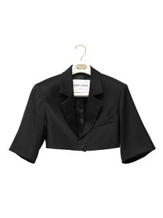 Chic cropped half sleeve blazer with mesh detailed sleeves. Wool blend. Collared and square shoulders. Model is in MINUSEY S. ✔️ Free worldwide express shipping over $100✔️ Loved by 6,500+ customers✔️ Limited edition collections, maximum style⠀⠀⠀⠀⠀⠀⠀⠀⠀Stay ahead of the trend with can’t-find-anywhere-else staples. Your closet will thank you 💕* MINUSEY S = EU 34, US 2* MINUSEY M = EU 36, US 4* 30% Wool / 70% Polyester* Dry clean* Made in Korea - Model Height: 172cm/5'7" (US 2, EU 34) Tailored Cropped Jacket For Evening In Spring, Tailored Cropped Jacket For Evening, Elegant Fitted Cropped Jacket For Summer, Modern Fitted Cropped Jacket, Elegant Fitted Cropped Summer Jacket, Formal Black Cropped Jacket, Black Cropped Blazer For Evening, Black Crop Blazer, Black Cropped Blazer For Party