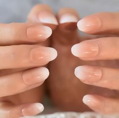 ORDERS OVER $35 SHIP FREE (US customers only)! COMES WITH EVERYTHING YOU NEED TO PREP AND APPLY THE NAILS 25% OFF YOUR WHOLE ORDER, WHEN YOU BUY 4 OR MORE! -Color: White French Tip Ombre -Shape: Short Oval -Quantity: Full set of 24 nail tips. (2 set of size 0-9) no sizing needed. -Comes w/ 24 Nails, and FREE Prep Kit with each order, which includes; a mini file, alcohol wipes for nails, a wooden stick, a tube of nail glue and glue tabs (nail glue stickers) How to Apply 1.) Buff natural nails 2.) Nails Squoval, Coffin Ombre, Natural Manicure, Short Press On Nails, Nail Art Tips, Short Coffin, Finger Nail Art, Glamour Nails, Fake Nails With Glue