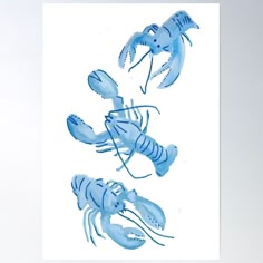 High-quality posters to hang in dorms, bedrooms or offices. Multiple sizes are available. Printed on 185gsm semi gloss poster paper. Additional sizes are available. This dreamy lobster fit with a blue watercolor texture is perfect for any coastal grandmother lover! This print is perfect for any coastal adventure no matter the room. Lobster Poster, Vintage Coastal Decor, Beachy Prints, Vintage Lobster, Watercolor Painting Easy, Beach Themed Art, Coastal Pictures, Lobster Art, Free Poster Printables