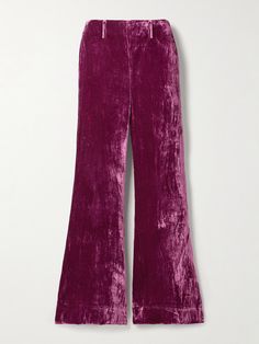 Before officially founding Alix of Bohemia, designer Alix Verley Pietrafesa fulfilled thousands of custom orders to become an expert in her craft. These 'Charlie' pants are cut from crushed-velvet with touches of silk for added softness and luster. They sit high on the waist and have retro-inspired flared legs. Alix Of Bohemia, Velvet Flare Pants, Velvet Flares, Flared Pants, Crushed Velvet, Ski Wear, Beauty Sets, Jeans Dress, Retro Inspired