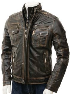 Mens Vintage Distressed Faded Seams Cafe Racer Real Leather Jacket For Size Chart Refer item Picture Gallery Superior Quality  Soft Real Leather jacket  Exact Material : Goat Leather  Color: Vintage Brown Front: Front Zip Closure - Original  YKK Zippers  Removable Fleece panel with zip opening under Front Zip opening Soft Polyester Lining Inside with two inside pockets including mobile pocket High quality Stitching  Brand New with  Tags FREE DUST COVER Easy Returns - 60 Days 100% Money Back Guar Casual Distressed Brown Long Sleeve Biker Jacket, Distressed Vintage Biker Jacket, Distressed Brown Leather Jacket With Long Sleeves, Vintage Distressed Biker Jacket, Brown Distressed Leather Jacket With Long Sleeves, Vintage Long Sleeve Biker Jacket With Button Closure, Vintage Brown Long Sleeve Biker Outerwear, Rugged Long Sleeve Distressed Leather Jacket, Casual Vintage Brown Biker Jacket With Long Sleeves