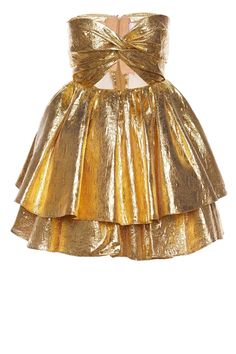 Carolina Herrera Cut Out Ruffled Lamé Strapless Mini Dress Golden Dress, Designer Mini Dresses, Looks Party, Costume Intero, Golden Girl, Ruffle Mini Dress, Looks Chic, Strapless Mini Dress