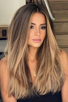 Bayalage On Blond Hair, Balayage With Light Brown Roots, Dark Hair Turned Blonde, Hair Color Style For Long Hair, Fall Hair Biolage, Haircut Ideas For Long Hair Straight Brunette, Moneypiece Balayage Brunette, Blond Bolyoge On Brown Hair, Partial Highlights For Brunettes Blondes