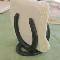 a close up of a book holder on a table