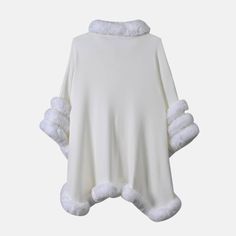 Buy Alpine White Faux Fur Triple Trim Luxury Ruana - One Size Fits Most at ShopLC. Chic Acrylic Winter Outerwear, Chic White Winter Cape, White Acrylic Outerwear For Winter, Chic Solid Color Winter Poncho, Elegant White Poncho For Winter, Elegant White Winter Poncho, Faux Fur Winter Cape Coat, Winter Cape Outerwear With Faux Fur Trim, Winter Cape-shaped Faux Fur Coat