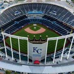 an aerial view of the kansas kc's baseball stadium