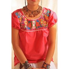 1960 Hippie Mexican Blouse Tunic Mini Blouse Pink Mexican Fabric And Mexican Embroidery Handmade Work, Unique Blouse Tunic Dress. Details: Color: Vibrant Pink And Embroidery Stunning Work. Mexican Natural Cotton Fabric. Length: Mini Dress Blouse Scoop Neck. Open Cap Style Sleeve. Finished Hem With Complete Embroidered. Pleated Front. Contemporary Fit Slip-On Size: Will Fit Nicely From Xs - S To M Pieces Are Handmade Garment, Color, Design And Embroidering Variations Are Inherent. Red Blouse With Geometric Embroidery, Red Short Sleeve Top With Resham Embroidery, Red Blouse With Embroidered Border, Embroidered Blouse For Fiesta, Traditional Embroidered Top For Fiesta, Mexican Fabric, Mexican Embroidery, Mexican Blouse, Unique Blouse