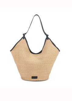 Embrace bohemian style with our Boho Raffia Straw Woven Tote Bag. Made with high-quality raffia straw, this tote bag is perfect for the summer season. The real-leather trimming adds a touch of elegance while the raffia-effect design exudes a sense of carefree charm. Perfect for women looking for a sophisticated yet laid-back accessory. Size info 9 3/8"(24cm) width 10 5/8"(27cm) height9 3/8"(24cm) depth Details Top open closure Top carry handle Raffia straw, cowhide leather Item #462910 Women's t Eco-friendly Hobo Bag With Leather Handles, Eco-friendly Jute Hobo Bag For Summer, Eco-friendly Bucket Bag With Braided Handles, Summer Jute Shoulder Hobo Bag, Chic Handwoven Jute Bag, Chic Jute Hobo Bag For Vacation, Chic Woven Natural Fiber Shoulder Bag, Natural Color Hobo Tote Bag For Spring, Summer Hobo Bag With Braided Handles For Daily Use