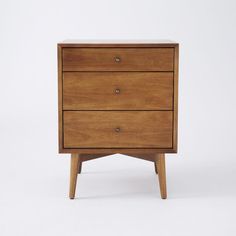 a wooden dresser with three drawers on one side and two smaller drawers on the other