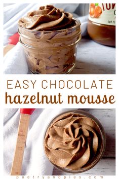 chocolate hazelnut mousse in a glass jar