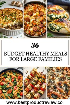 Budget Healthy Meals Meal Planning For Family Of Four, Healthy And Budget Friendly Meals, Simple Large Family Meals, Meals Under 15 Dollars, Healthy Large Group Meals, Meals For A Lot Of People, Cooking For Large Family, Easy Healthy Budget Friendly Meals, Delicious Budget Meals