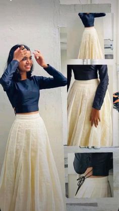 Traditional Skirt And Top, Onam Outfits Ideas, Onam Dress, Long Skirt Top Designs, Onam Outfits, Long Skirt And Top, Long Frock Designs, Long Gown Design, Simple Frocks