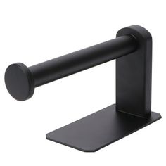 a black toilet roll holder on a white background