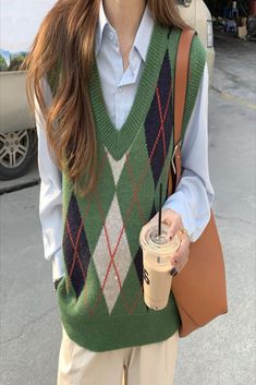 High School Crush Argyle Vest Plaid Sweater Vest, Argyle Vest, Vests Women, White Ripped Jeans, Argyle Sweater Vest, Sleeveless Jumper, Sweater Vests, Plaid Sweater, Sweater Vest Women