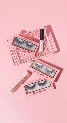 Eyelash Photoshoot, Pink Product Photography, Lashes Photoshoot, Lashes Photo, Minimal Product Photography, Lash Photoshoot