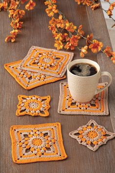 granny crochet patterns Coasters Crochet, Square Coasters, Crochet Kitchen, Puff Stitch, Crochet World, Granny Squares Pattern, Crochet Lovers, Square Patterns, Crochet Square