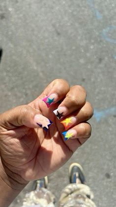 Spring Break Nail Inspo 2024, Simple Colorful Nails, Nails Design Colorful, Acyrilics Nails Ideas, Rainbow Nail Ideas, Rich Rich