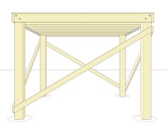 a drawing of a wooden table with four legs