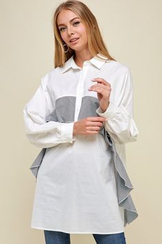 Top your outfit over the summer and slay with this long-line dressy casual shirt top. Featuring classic shirt collar, button closure, wide long sleeve and easy fit. Classic collar shirt Long sleeve Button closure Plaid ruffles detailing Fabric: 90% Cotton +10% Polyester Note: Item is pants ONLY. Nothing else is included.