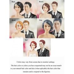 an image of wedding cake toppers with different styles and colors for each individual to choose from