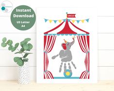 an elephant is on top of a circus tent with a sign that says instant download