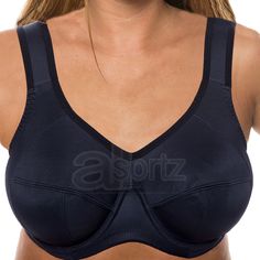 Black Full Cup Sports Bra High Impact Underwired Plus Size Ladies Running Gym #Gemm #SportsBras #Everyday Padded Black Nylon Sports Bra, Black Padded Sports Bra For Gym, Sporty Fitted Sports Bra With Padded Cups, Black Underwire Sports Bra With Padded Cups, Fitted Underwire Black Sports Bra, Fitted Black Underwire Sports Bra, Black Padded Activewear With Medium Support, Black Fitted Underwire Sports Bra, Functional Black Padded Sports Bra