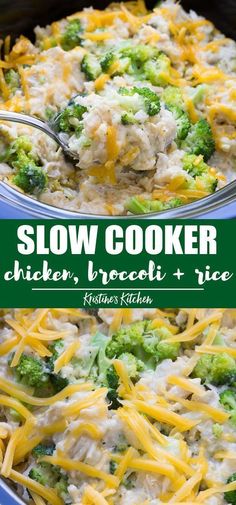 this slow cooker chicken broccoli and rice casserole is the perfect dinner