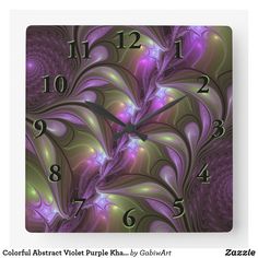 an abstract clock with blue, green and purple swirls