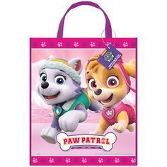 a pink bag with paw patrol characters on it