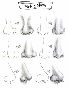 various stages of the nose and foot in different positions, with text above it that says pick a nose