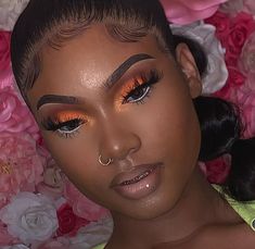 Orange Eyeshadow, Orange Makeup, Prom Makeup Looks, Brown Skin Makeup