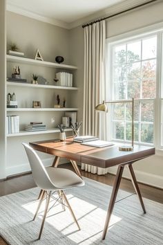 Sleek mid century modern home office with minimalist desk chair and clean lines home office decor mid century modern Home Office Minimal